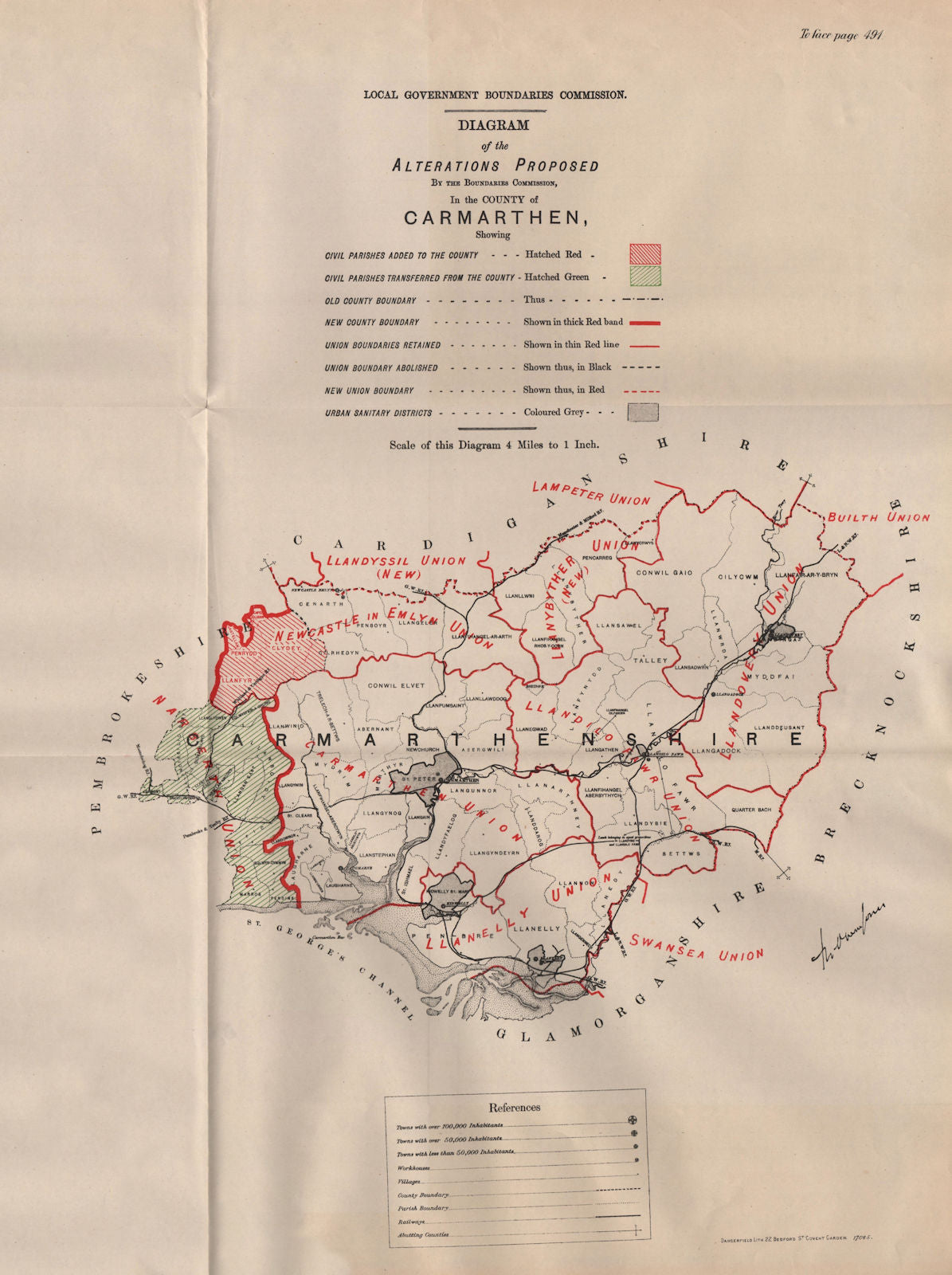 Alterations Proposed in Carmarthenshire. JONES. BOUNDARY COMMISSION 1888 map